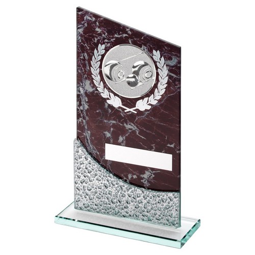 LAWN BOWLS Marble Printed Glass Trophy