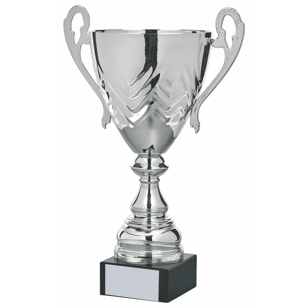 Nickel Plated Presentation Cup Trophy – Silver With Black Base – FREE ENGRAVING Included!