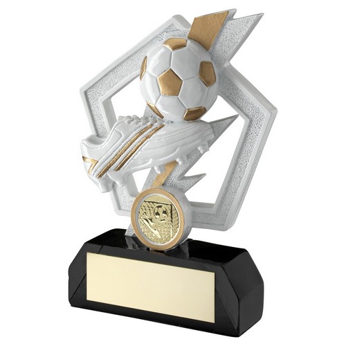 RF711-WHITE/GOLD/BLK FOOTBALL AND BOOT TROPHY