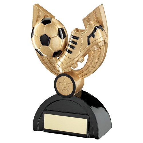 RF930-FOOTBALL AND BOOT ON SEMI BACKDROP TROPHY