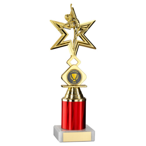 Gold Star Dance/Gym Red Column Trophy