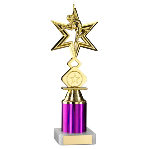 Gold Star Dance/Gym Purple Column Trophy