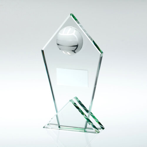 Half Netball Jade Glass Pointed Award