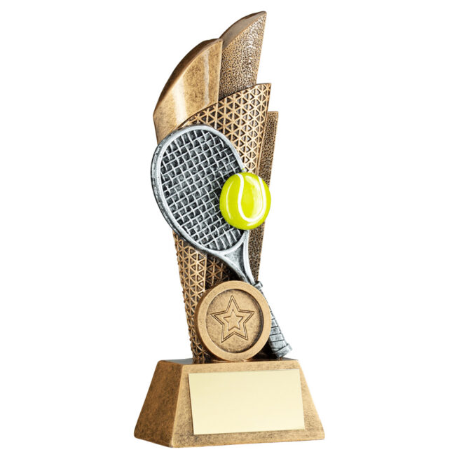 Tennis Racket & Balls on Mesh Trophy
