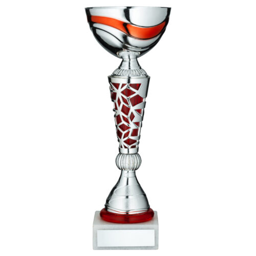 Silver/Red Tall Trophy Cup