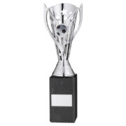Silver Plastic Football Cup on Marble Base - Image 2