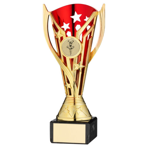 Gold/Red Plastic Dance Trophy Cup on Marble Base