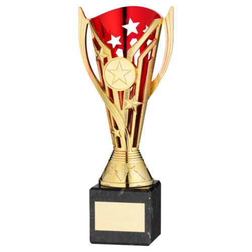 Gold/Red Plastic Cup on Marble Base Trophy