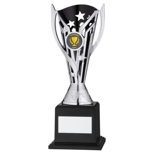 Silver/Black Plastic Cup on Plastic Base Trophy