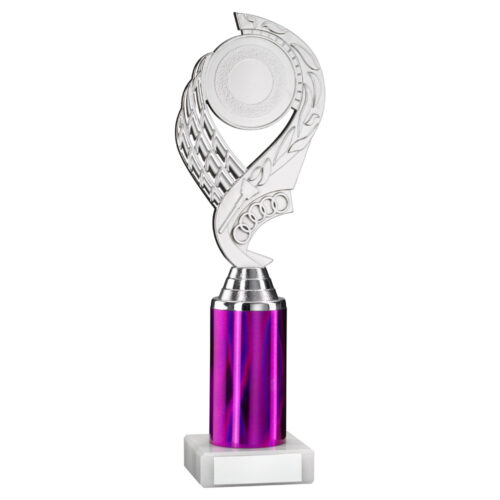 Silver/Purple Olympic Rings Column Trophy