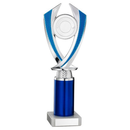 Blue/Silver Diamond Column Trophy