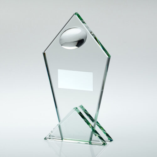 Half Rugby Ball Jade Glass Pointed Award