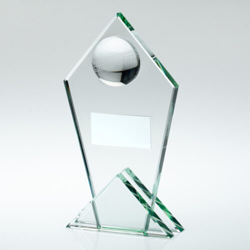Half Cricket Ball Jade Glass Pointed Award