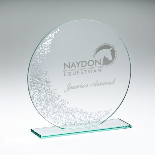 Equestrian Round Glass Award with Silver Edge Detail
