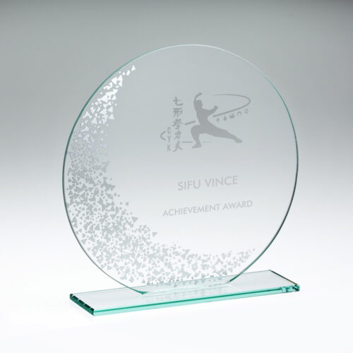 Dance Round Glass Award with Silver Edge Detail