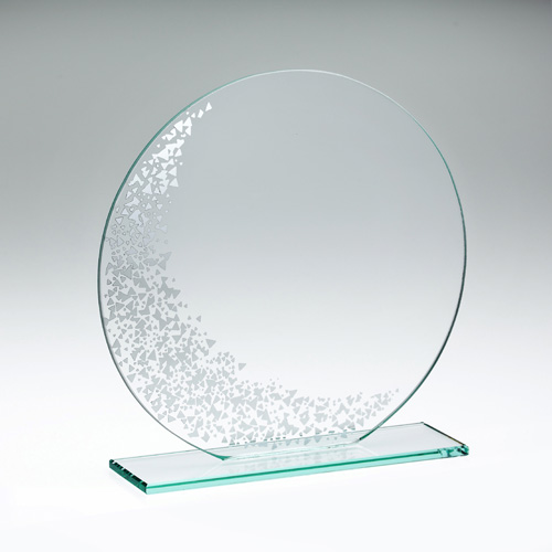Jade Glass Round Award with Silver Edge Detail