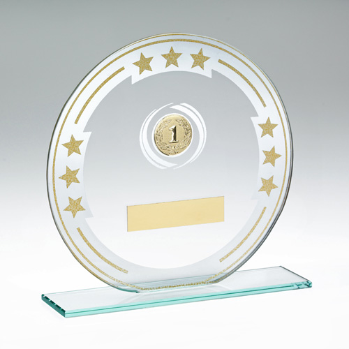 Round Glass Trophy with Gold Stars