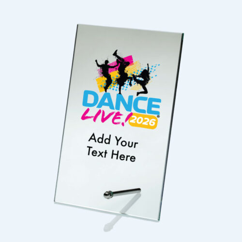 Dance Live Rectangular Glass Plaque+Metal Stand