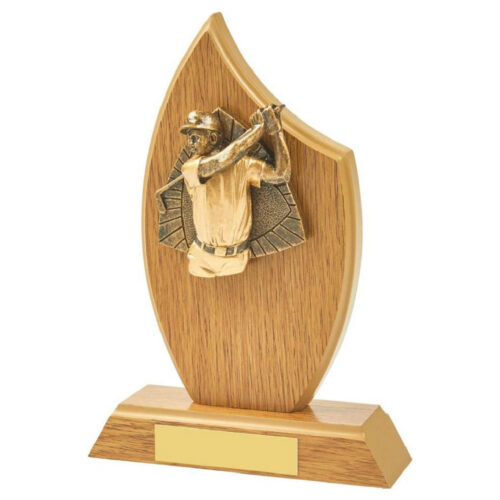 Male Golfer on Wooden Stand