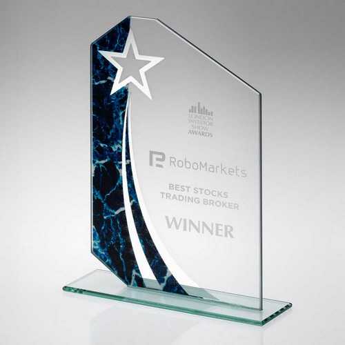 Glass Award With Marble & Star Design