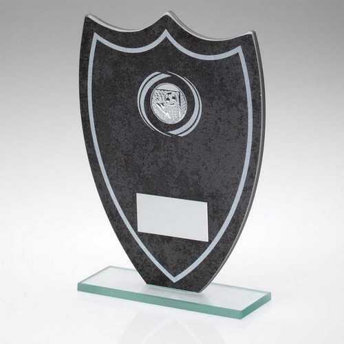 Football Stone Effect Glass Shield Trophy