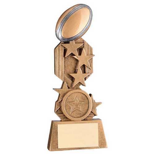 Flat backed Rugby Star Column Trophy