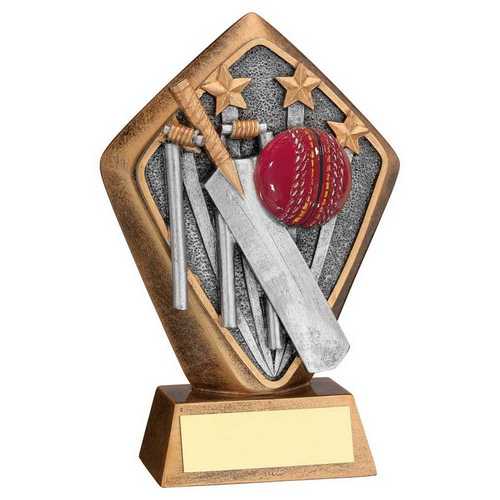 Diamond Cricket Bat and Ball Trophy