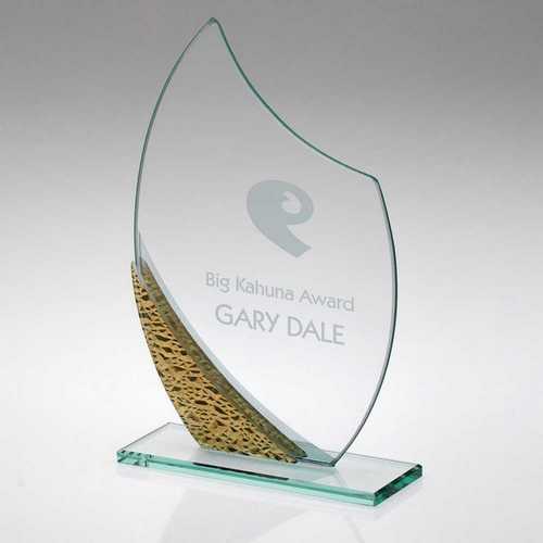 Glass Award With Gold & Silver Bubble Detail