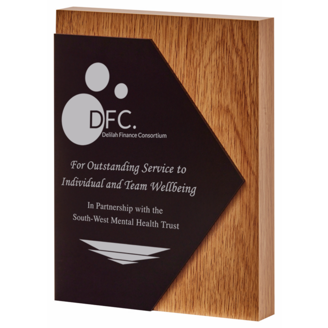 Tall Rectangular Wooden Award with Laminate Front