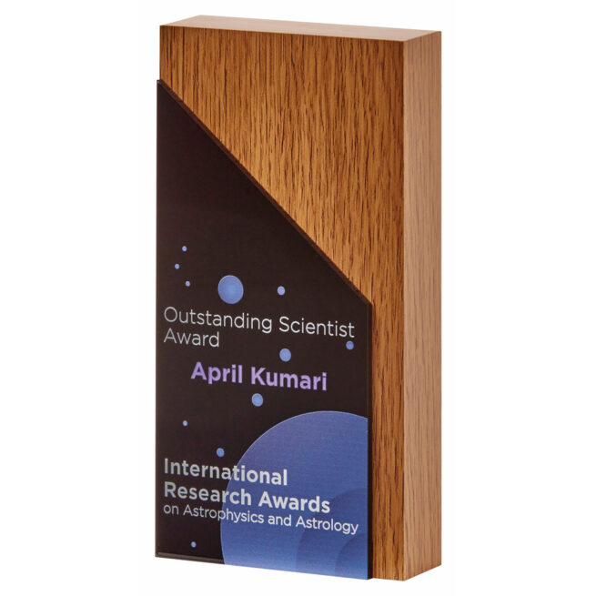 Tall Rectangular Wooden Award with Laminate Front