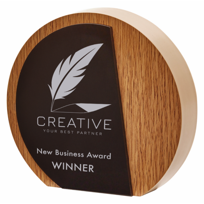 Circular Wooden Award with Laminate Front