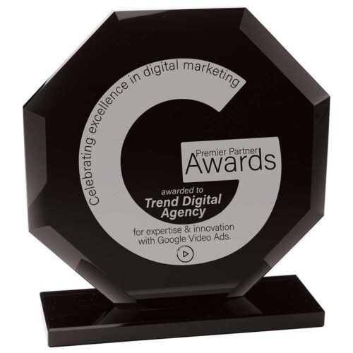 Octagon Jet Black Glass Award