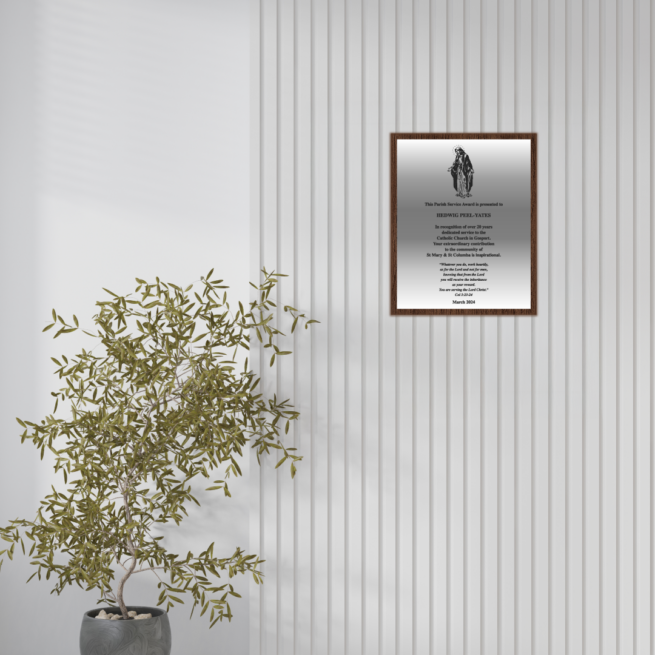 Wall Mounted Silver Presentation Plaque - Portrait