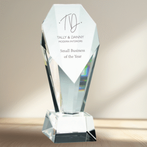 Glass award for corporate recognition event