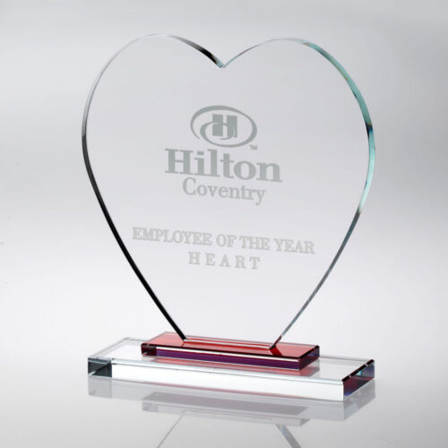 Glass Heart with Red Stepped Base