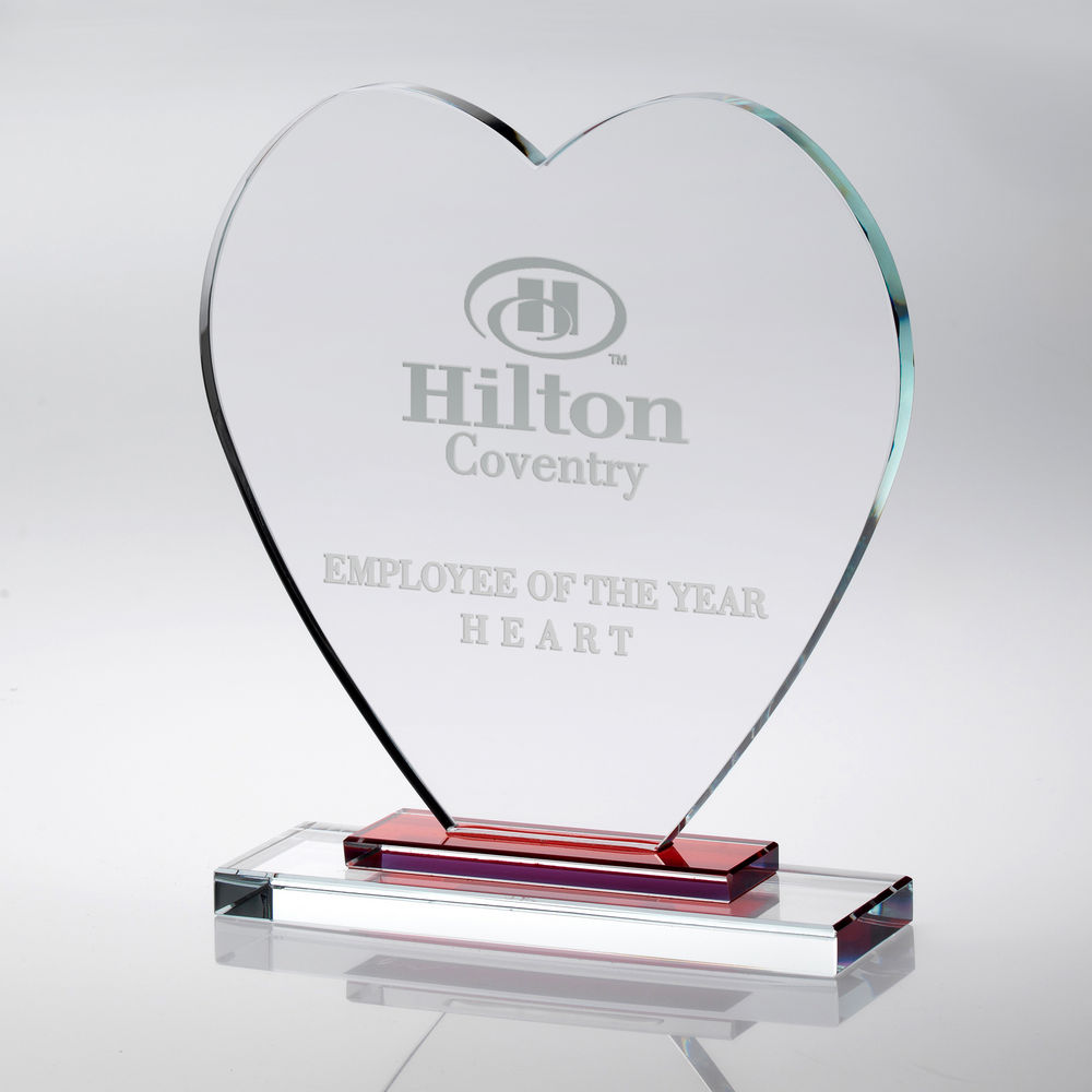 Glass Heart with Red Stepped Base