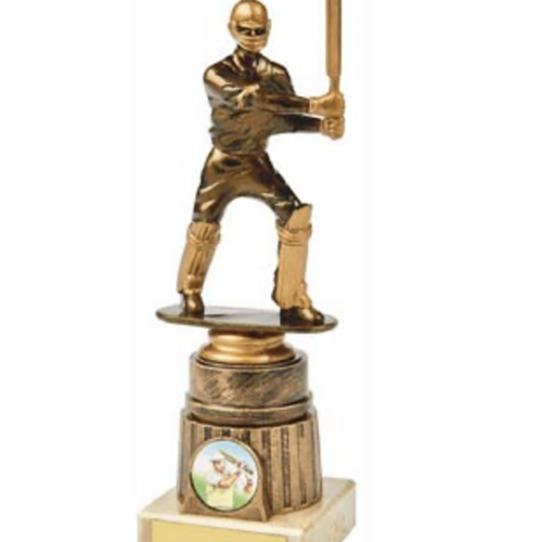 Male Batsman Trophy on Marble Base