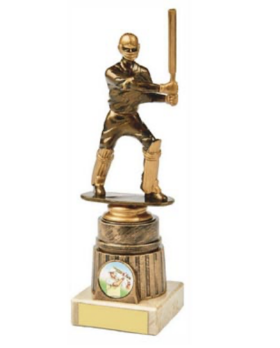 Male Batsman Trophy on Marble Base