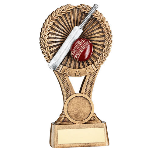 Cricket Bat & ball with Wreath Surround Trophy