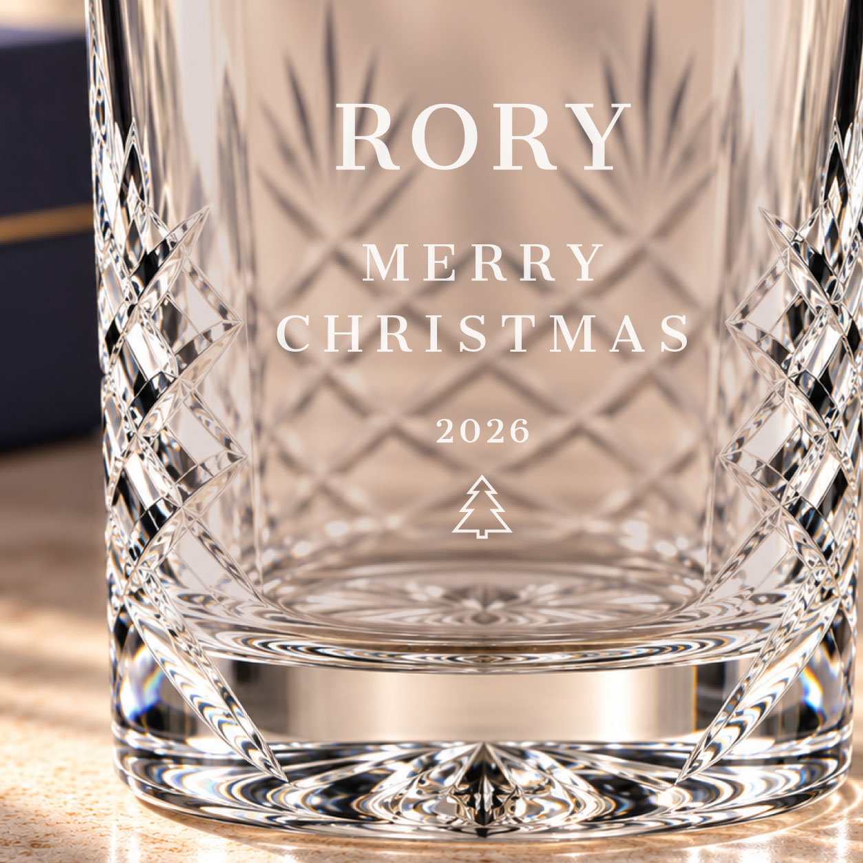 Personalised Christmas classic cut crystal whisky tumbler