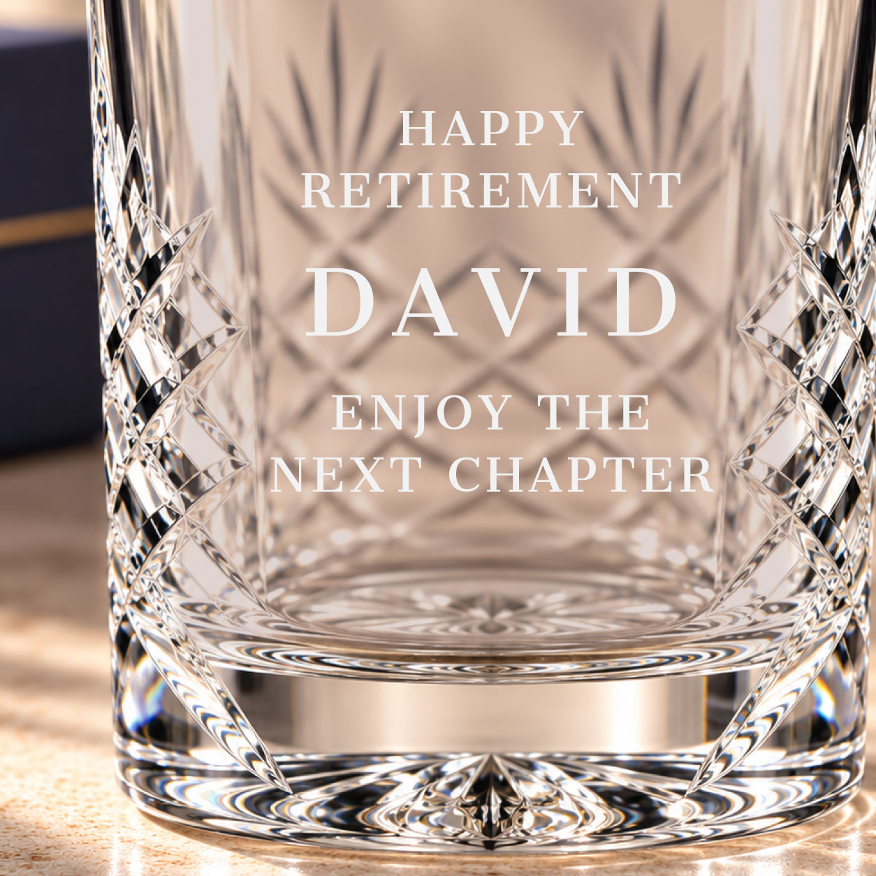 Personalised classic retirement cut crystal whisky tumbler