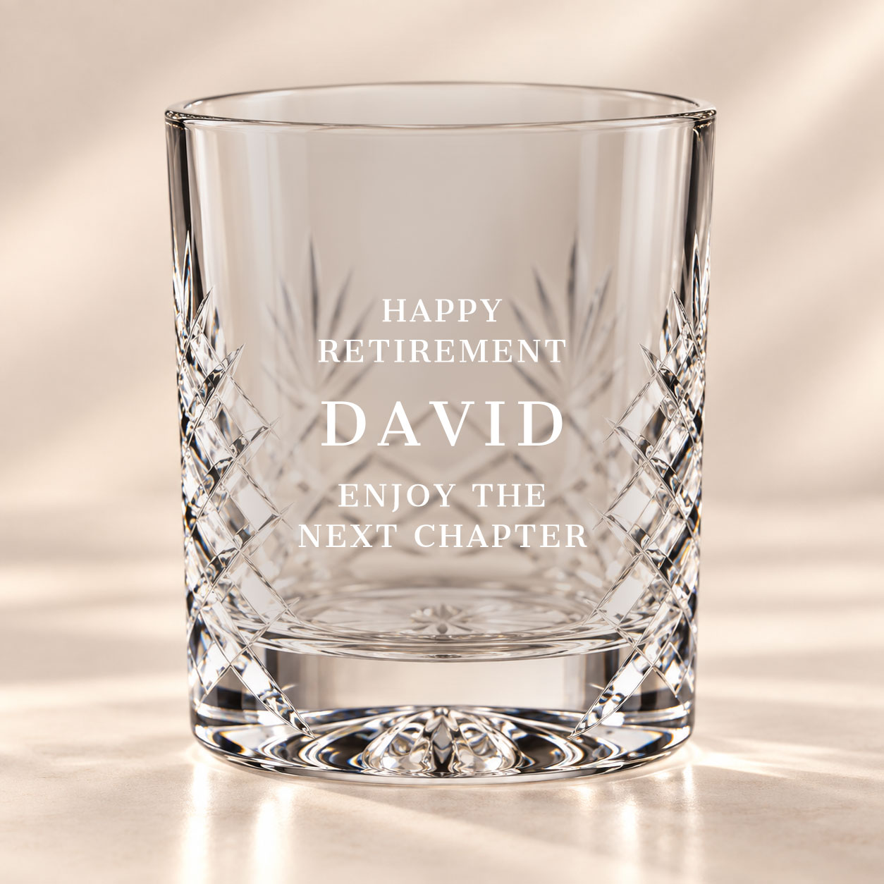 Personalised classic retirement cut crystal whisky tumbler