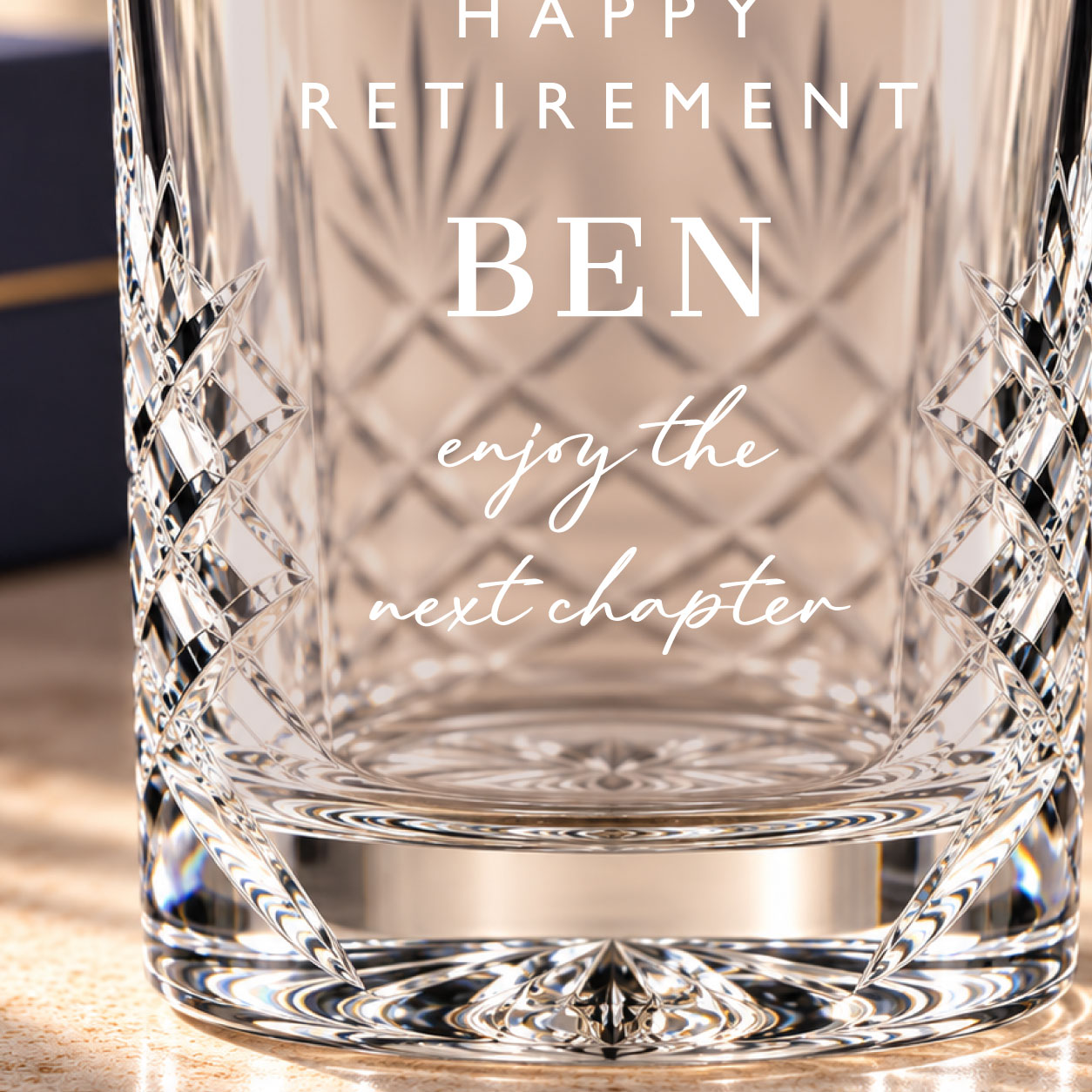 Personalised classic retirement cut crystal whisky tumbler