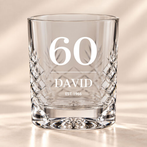 Personalised milestone birthday cut crystal whisky tumbler