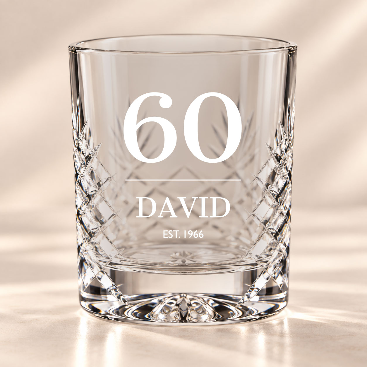Personalised milestone birthday cut crystal whisky tumbler