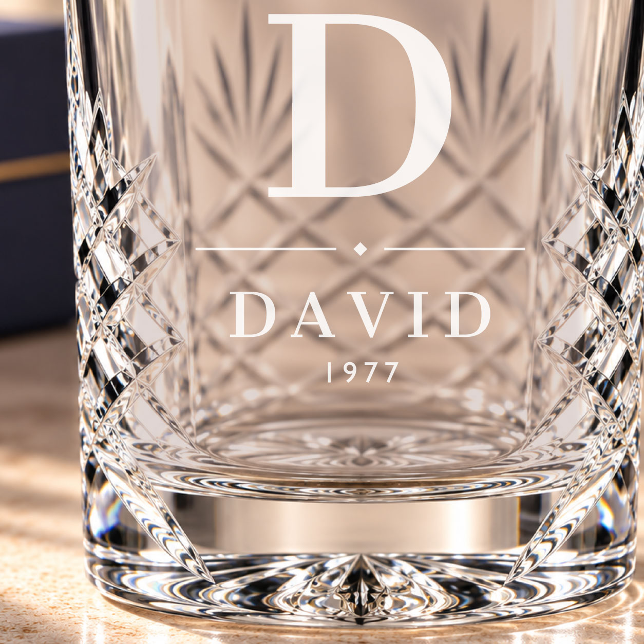 Personalised Monogram cut crystal whisky tumbler