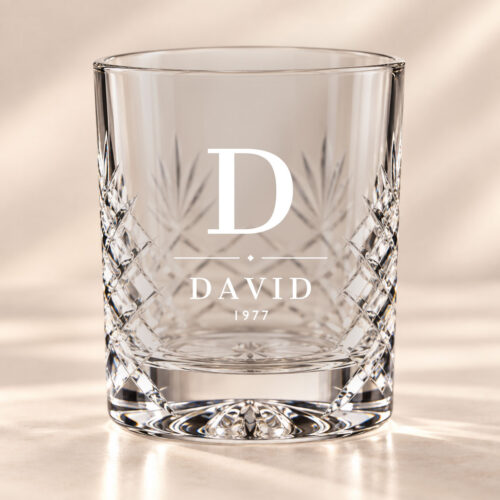 Personalised Monogram cut crystal whisky tumbler