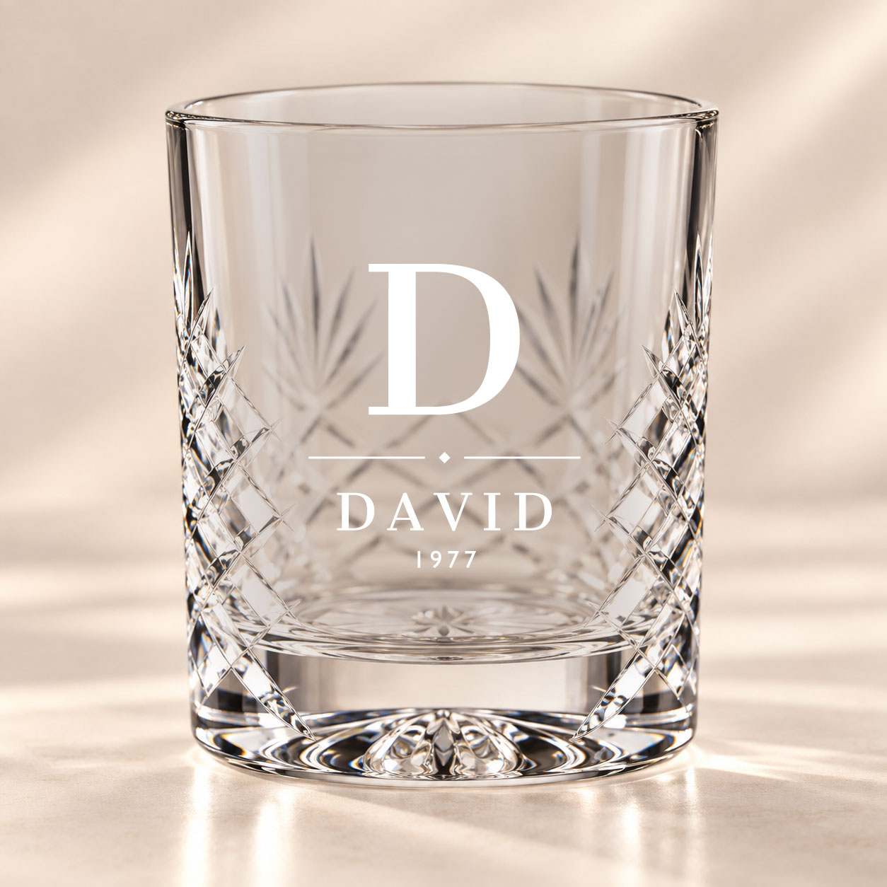 Personalised Monogram cut crystal whisky tumbler