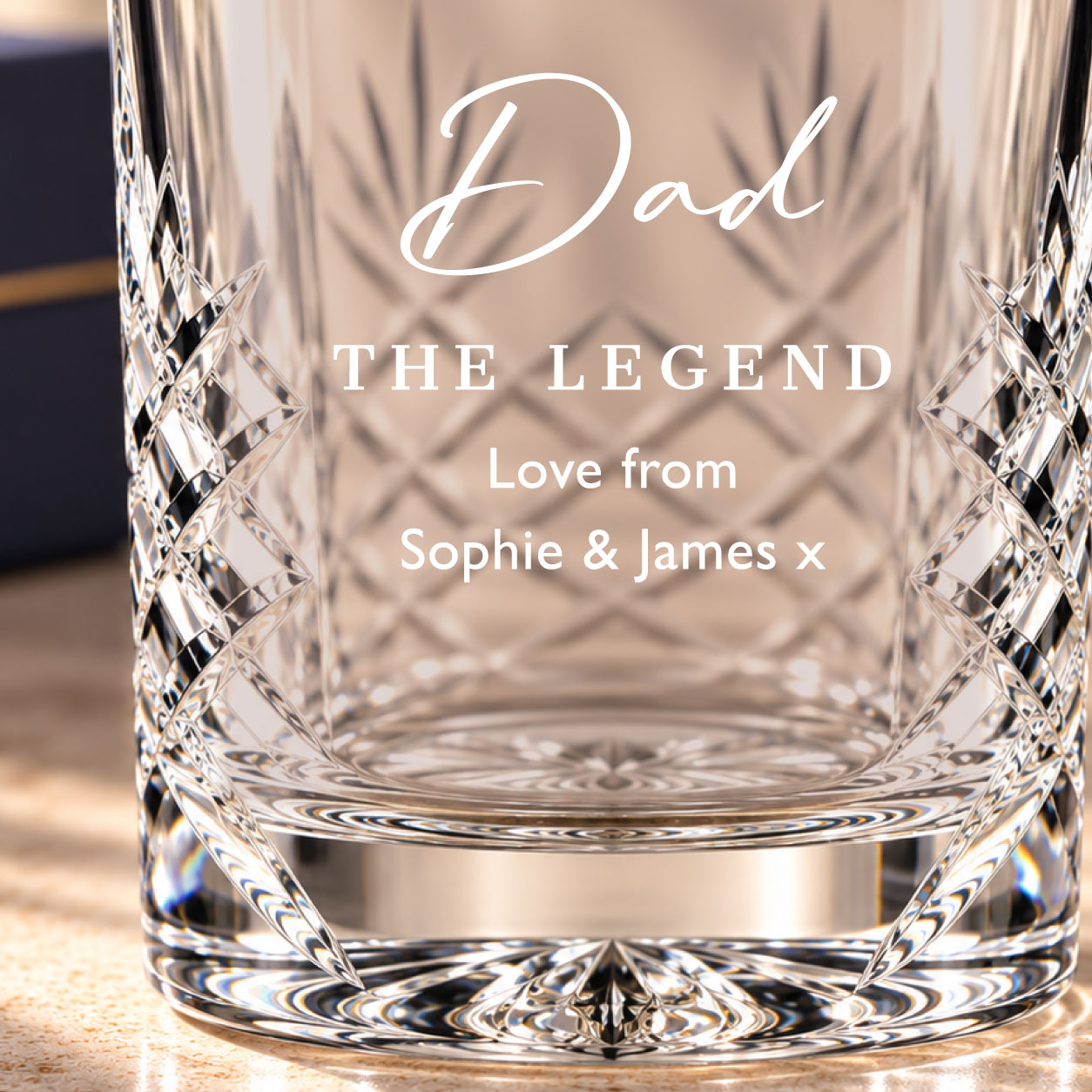 Personalised Dad legend cut crystal whisky tumbler