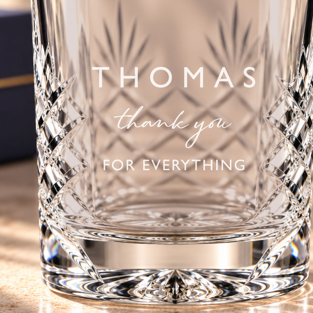 Personalised script Thank You cut crystal whisky tumbler